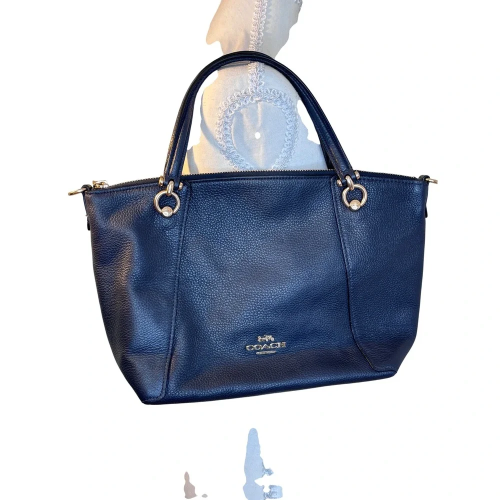 Coach KaceySatchel Midnight Blue Pebbled Leather Handbag Missing Crossbody Strap